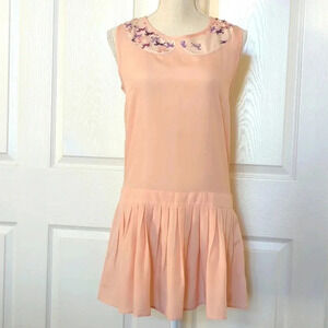 Farm Rio Anthropologie Drop Waist Horse Sleeveless Pink Dress